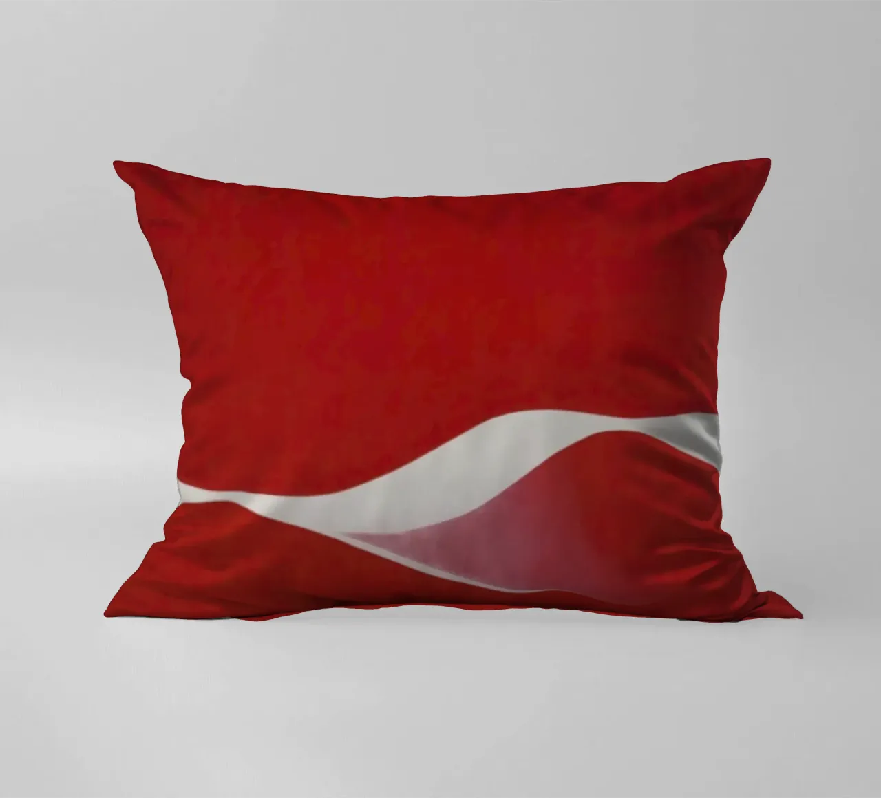 Minimalist Red with Flowing White Curve decorative cushion by Artbyvo