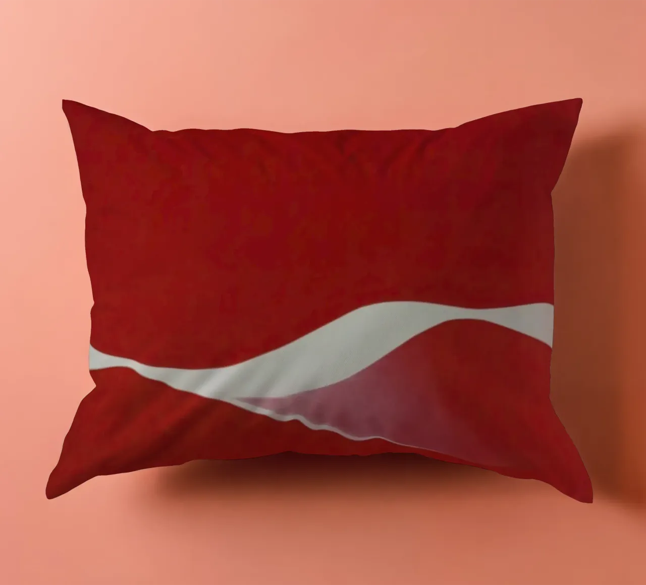 Minimalist Red with Flowing White Curve decorative cushion by Artbyvo