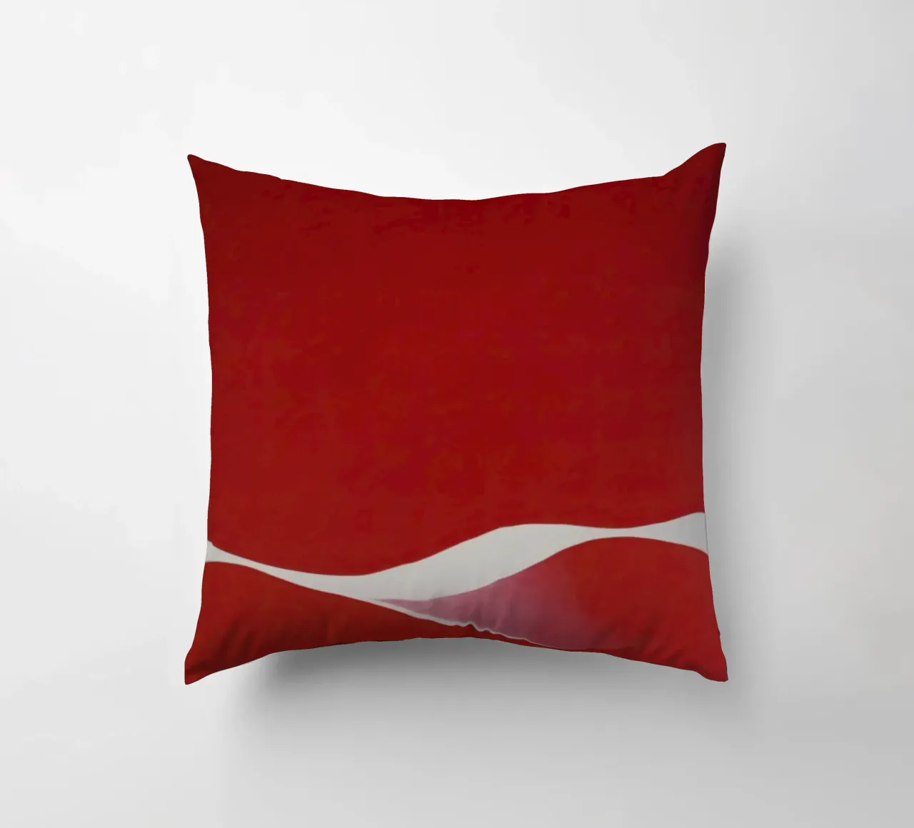 Minimalist Red with Flowing White Curve decorative cushion by Artbyvo