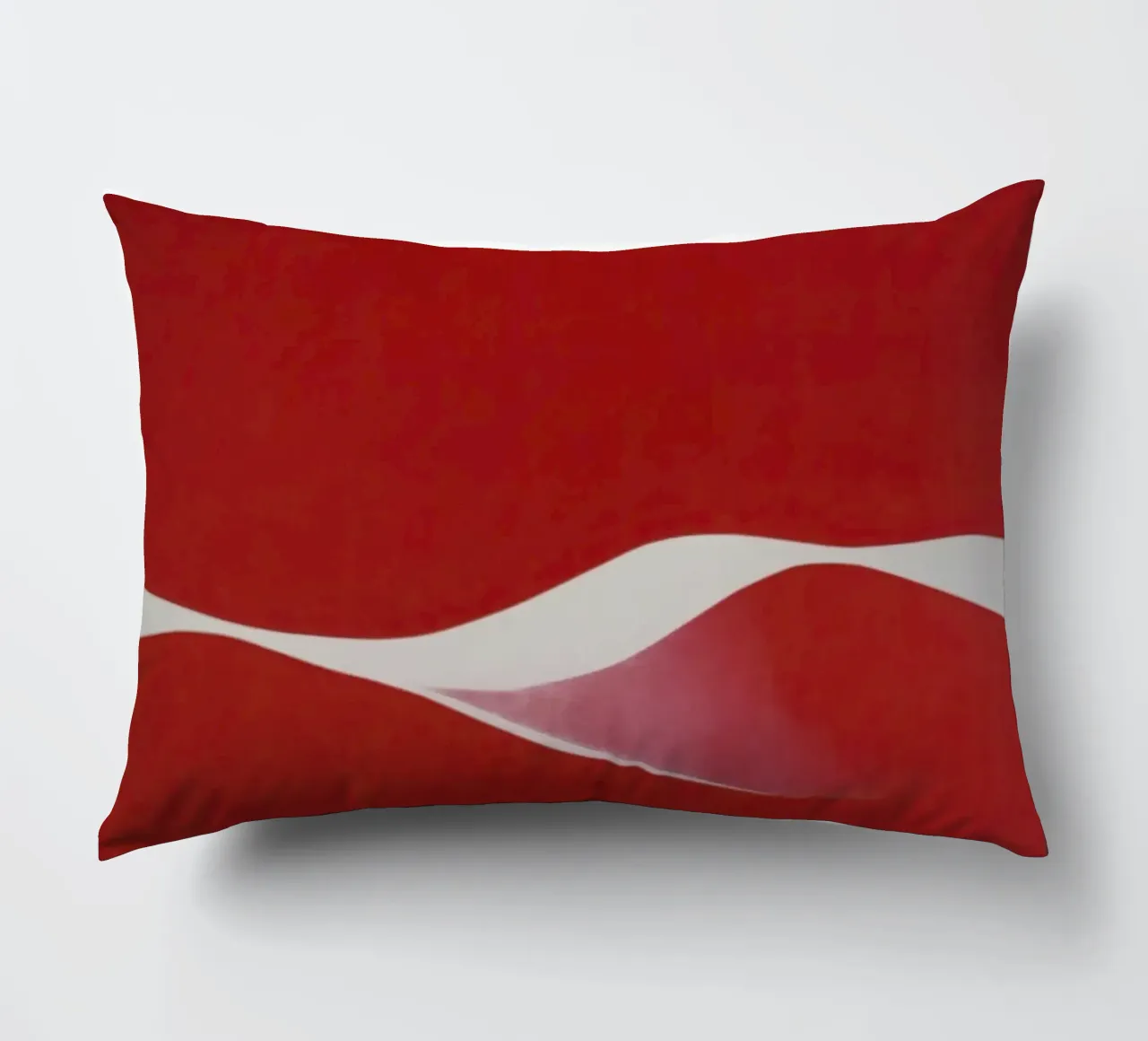 Minimalist Red with Flowing White Curve decorative cushion by Artbyvo