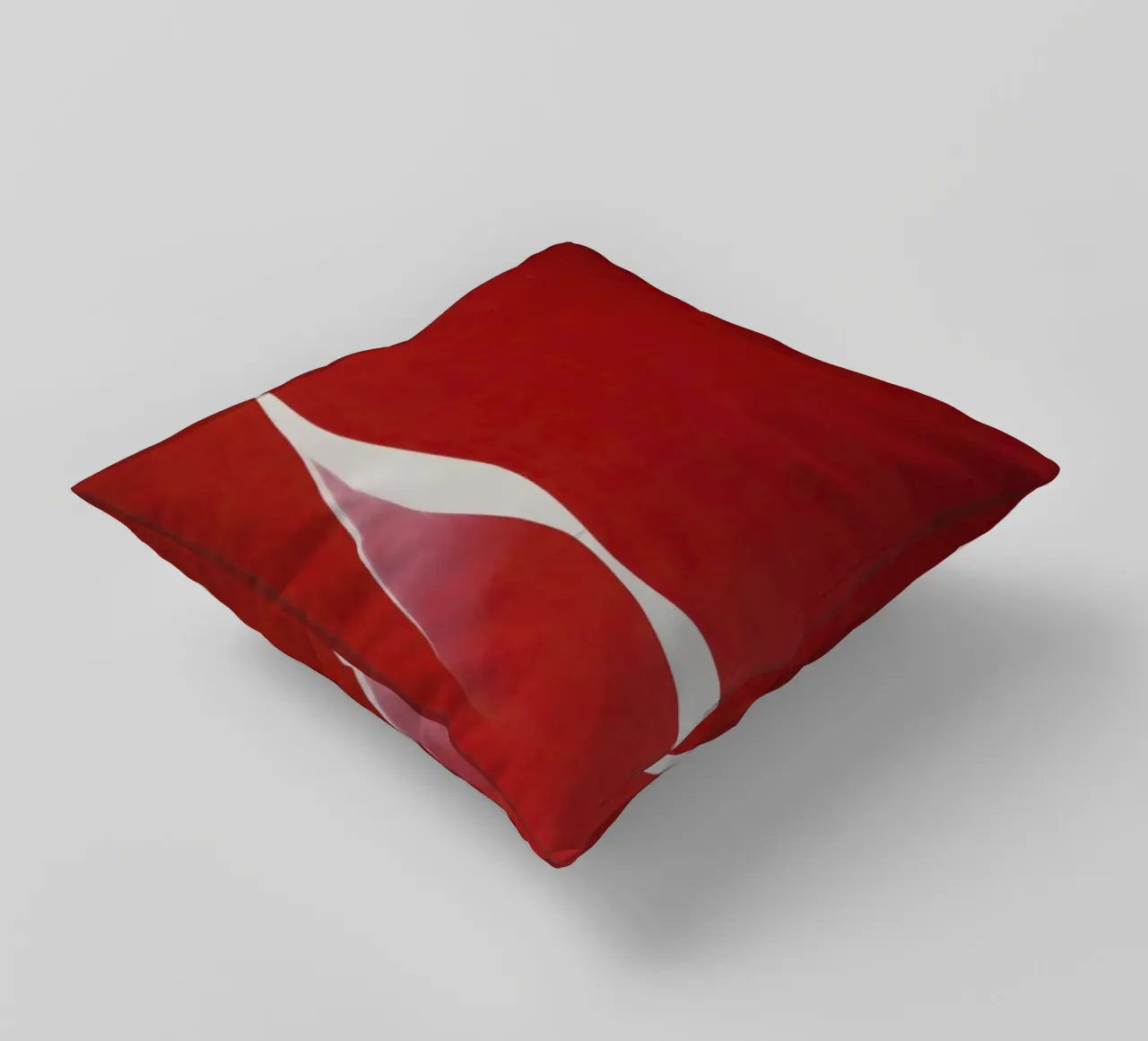 Minimalist Red with Flowing White Curve decorative cushion by Artbyvo