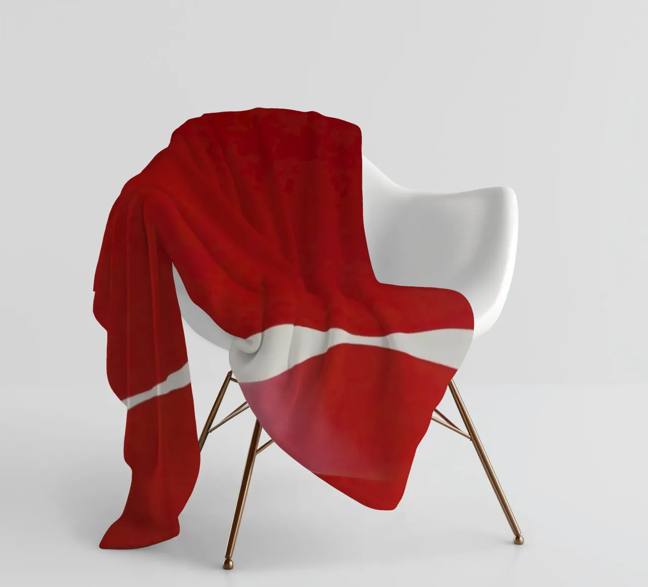 Minimalist Red with Flowing White Curve fleece blanket by Artbyvo