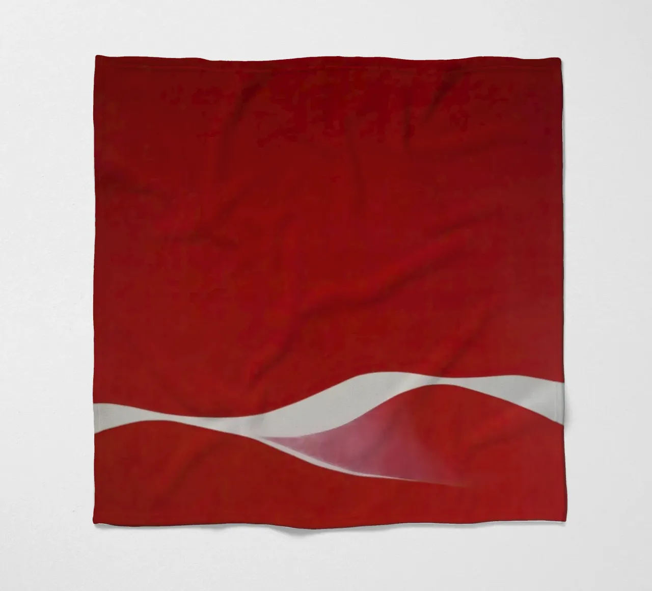 Minimalist Red with Flowing White Curve fleece blanket by Artbyvo