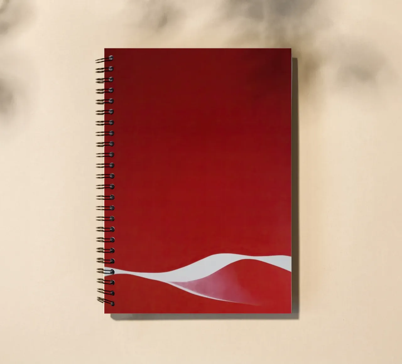 Minimalist Red with Flowing White Curve spiral notebook by Artbyvo