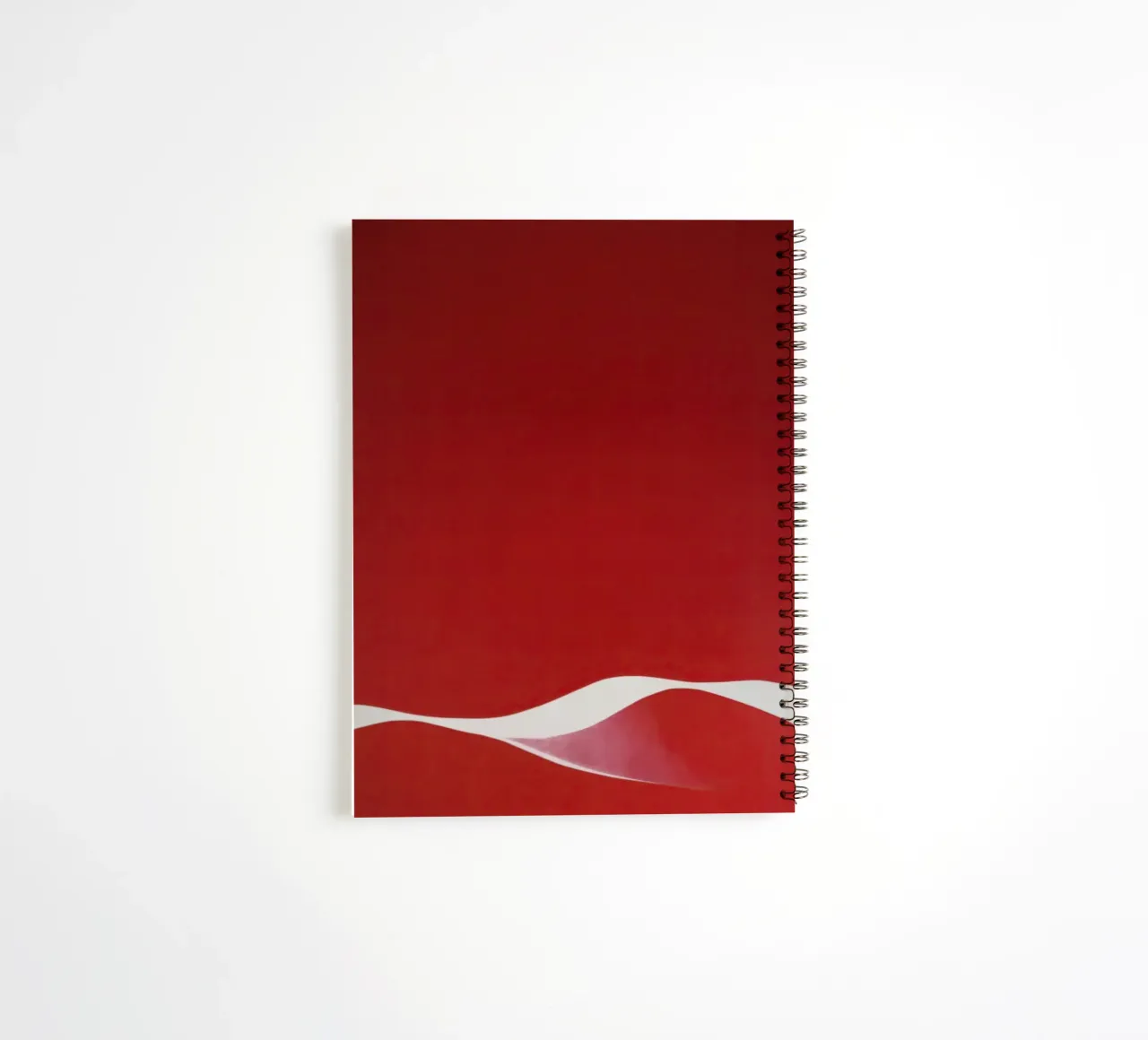 Minimalist Red with Flowing White Curve spiral notebook by Artbyvo