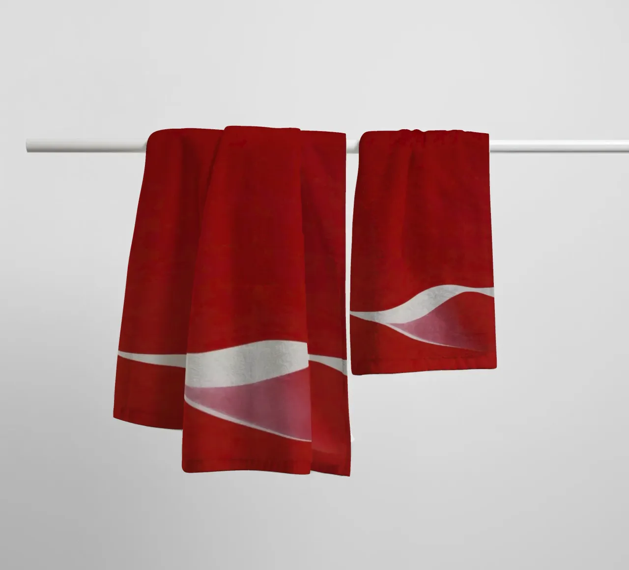 Minimalist Red with Flowing White Curve towel by Artbyvo