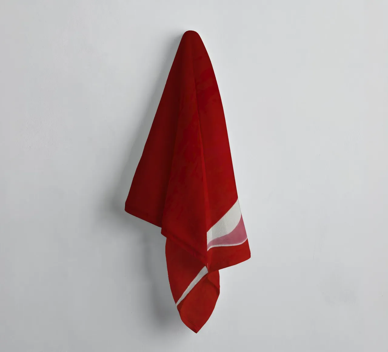 Minimalist Red with Flowing White Curve towel by Artbyvo