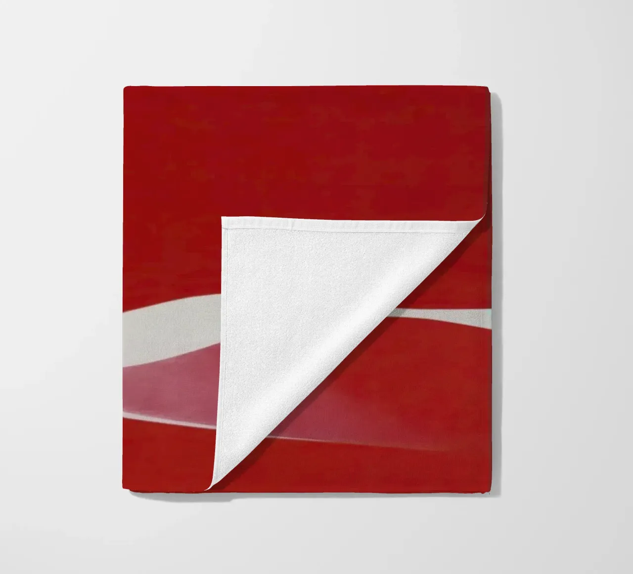 Minimalist Red with Flowing White Curve beach towel by Artbyvo