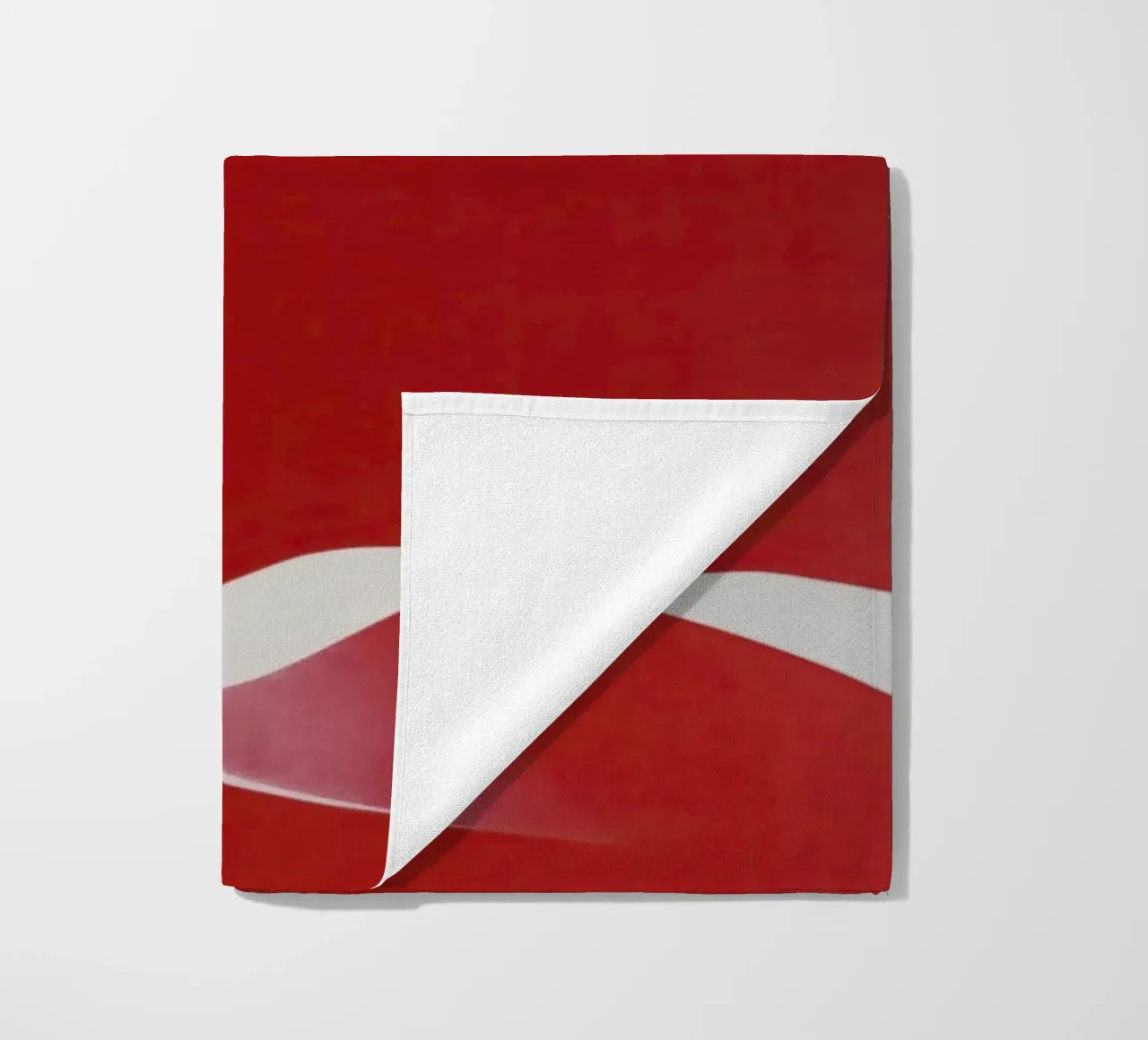 Minimalist Red with Flowing White Curve beach towel by Artbyvo