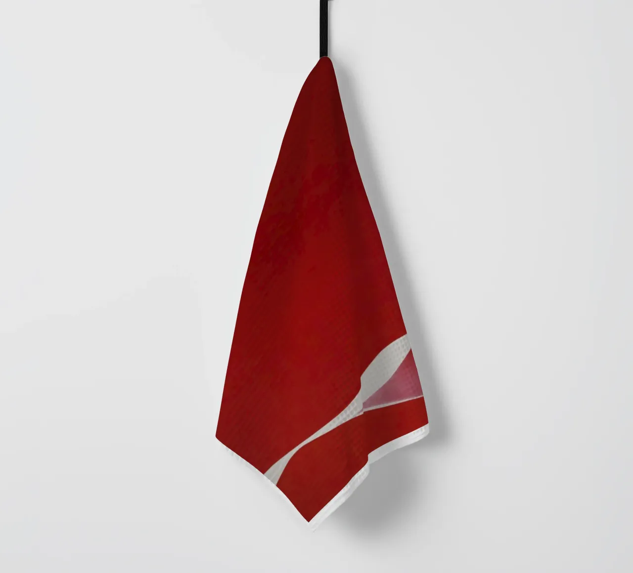 Minimalist Red with Flowing White Curve tea towel by Artbyvo