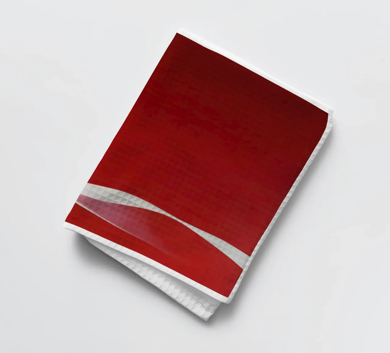 Minimalist Red with Flowing White Curve tea towel by Artbyvo