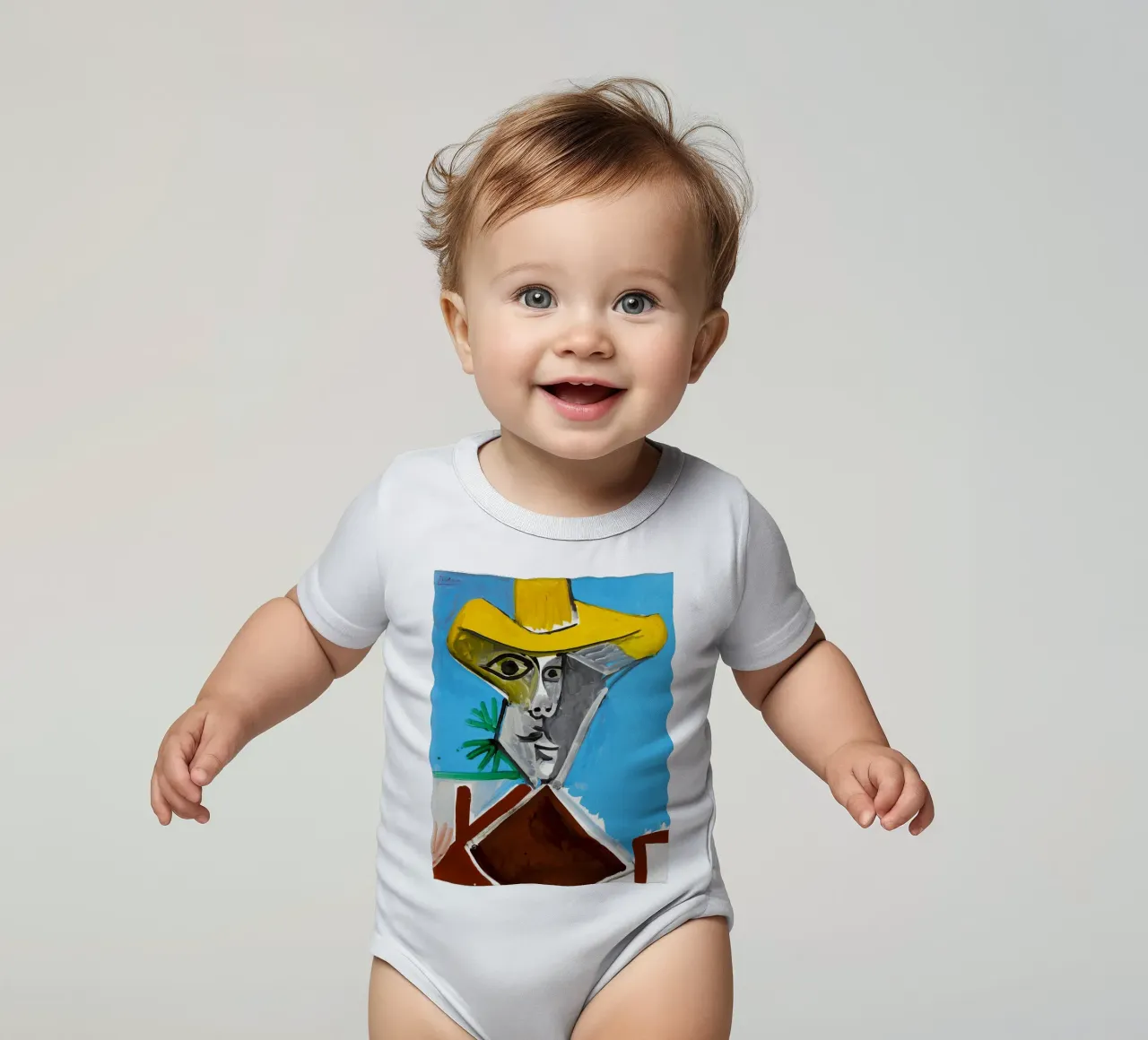 Picasso Man Bust Print | Post-Cubistisch Expressionisme babyrompertje korte mouwen van NorwesClub