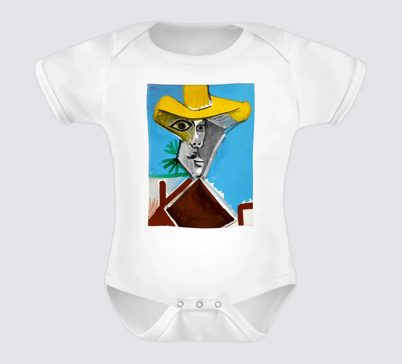 Picasso Man Bust Print | Post-Cubistisch Expressionisme babyrompertje korte mouwen van NorwesClub