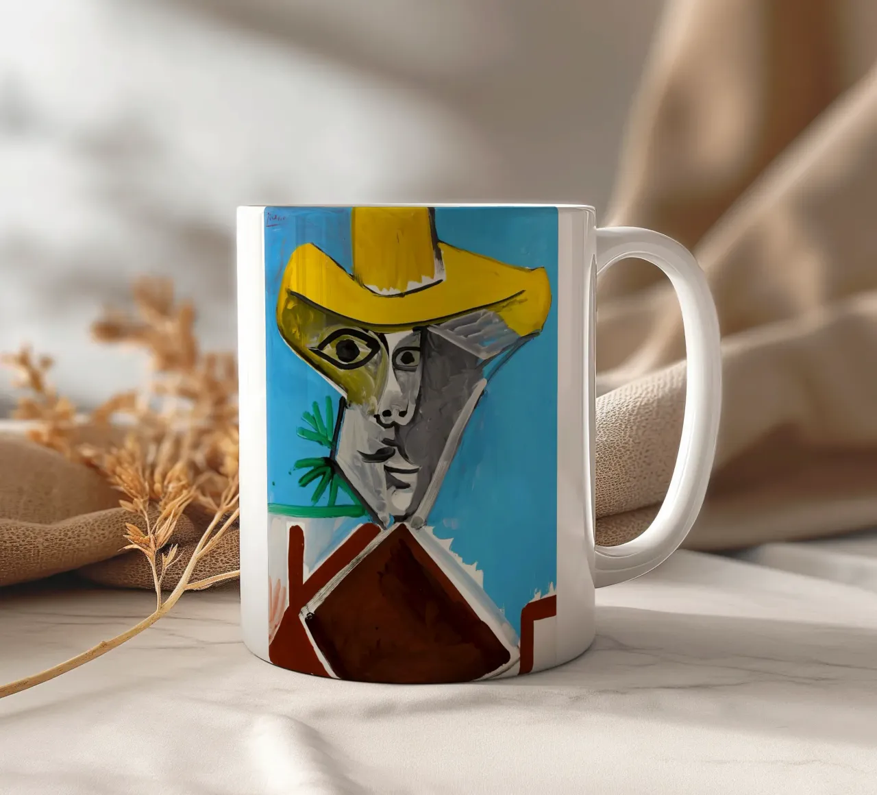 Picasso Man Bust Print | Post-Cubistisch Expressionisme keramische mok van NorwesClub