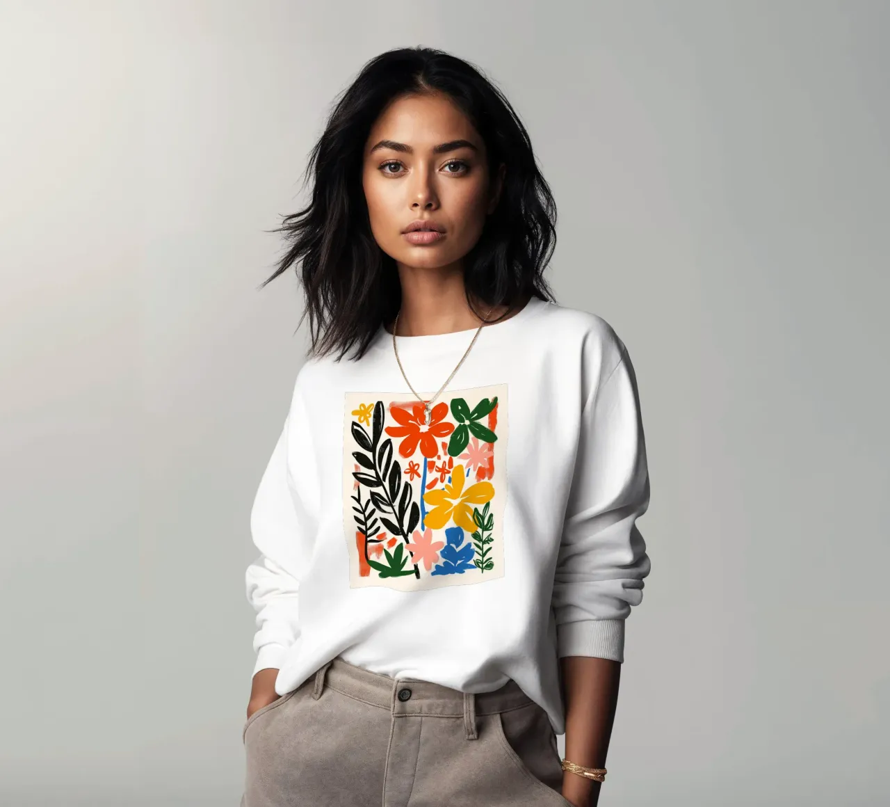 Levendige Botanische Print | Gestructureerde Abstracte Bloemsierkunst sweatshirt van NorwesClub
