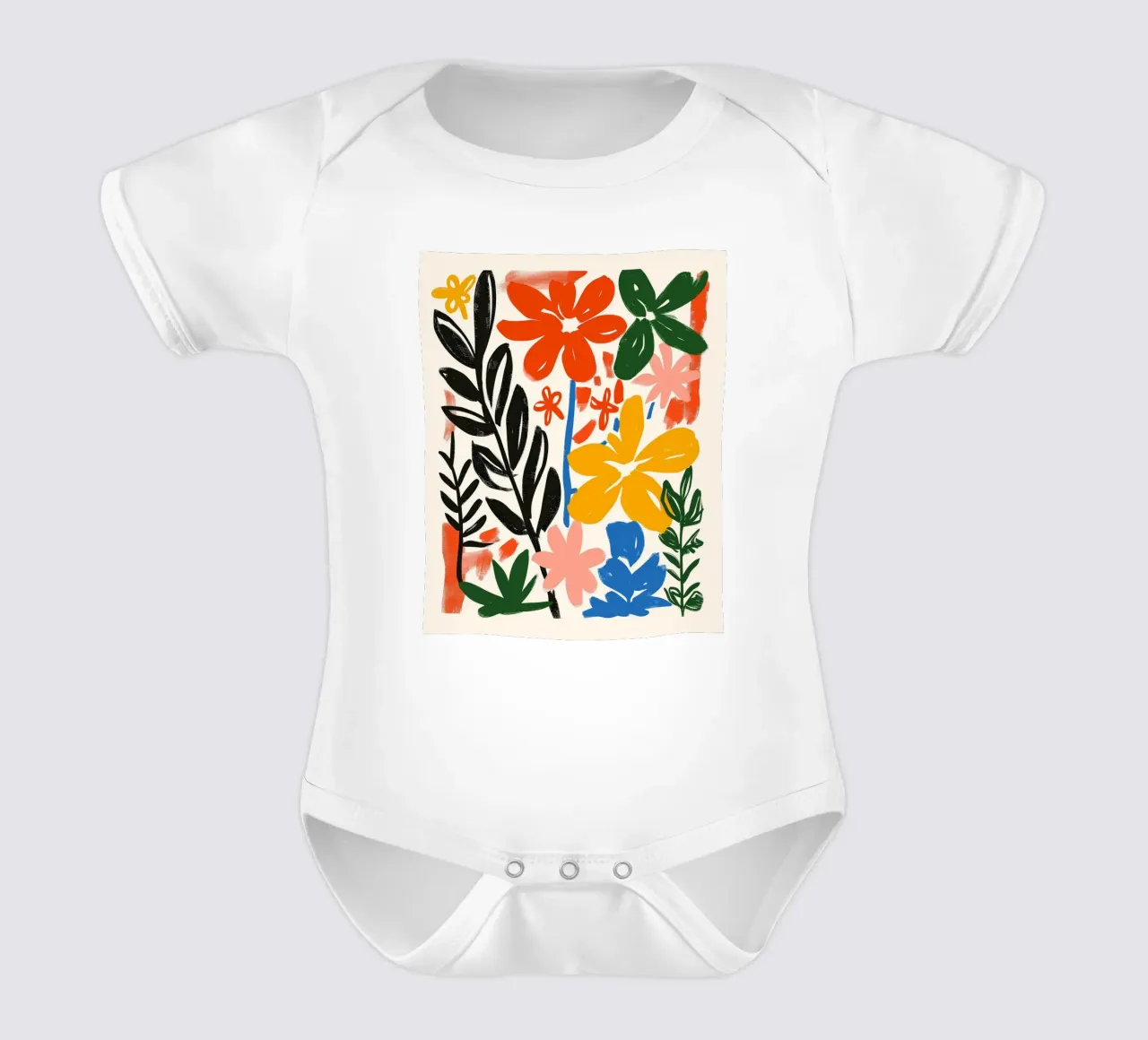 Levendige Botanische Print | Gestructureerde Abstracte Bloemsierkunst babyrompertje korte mouwen van NorwesClub