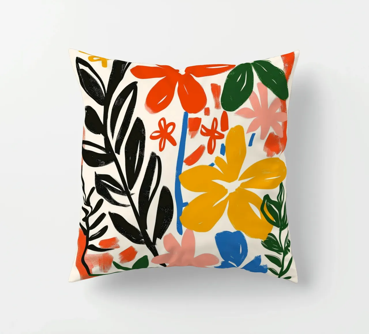 Levendige Botanische Print | Gestructureerde Abstracte Bloemsierkunst kussen van NorwesClub