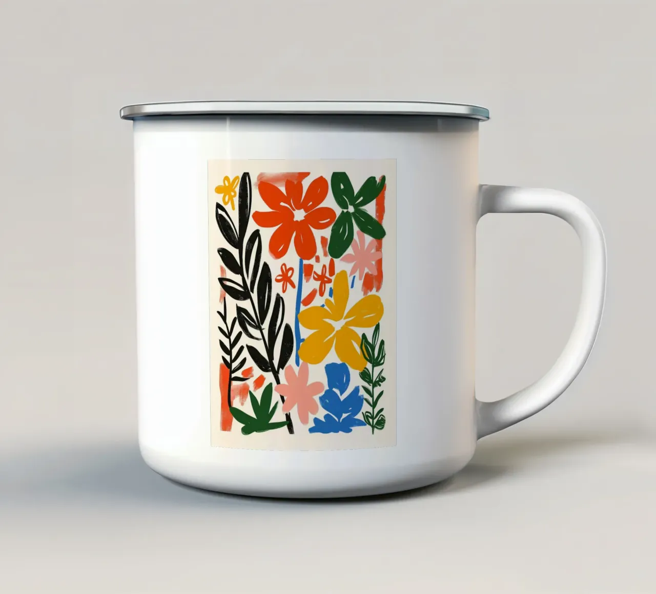 Levendige Botanische Print | Gestructureerde Abstracte Bloemsierkunst emaille mok van NorwesClub