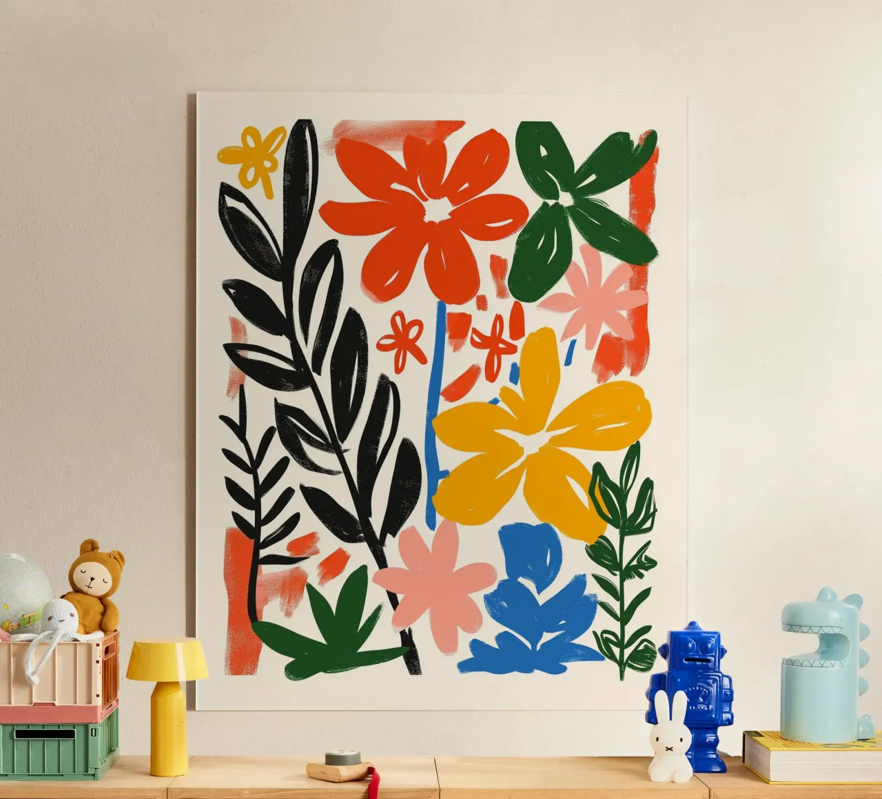 Levendige Botanische Print | Gestructureerde Abstracte Bloemsierkunst acryl van NorwesClub