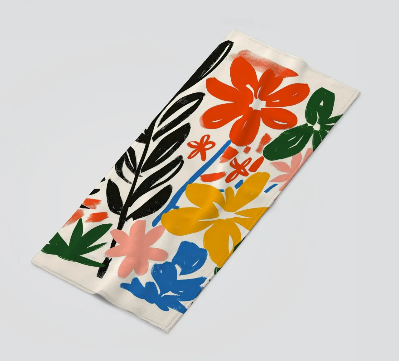Levendige Botanische Print | Gestructureerde Abstracte Bloemsierkunst strandhanddoek van NorwesClub
