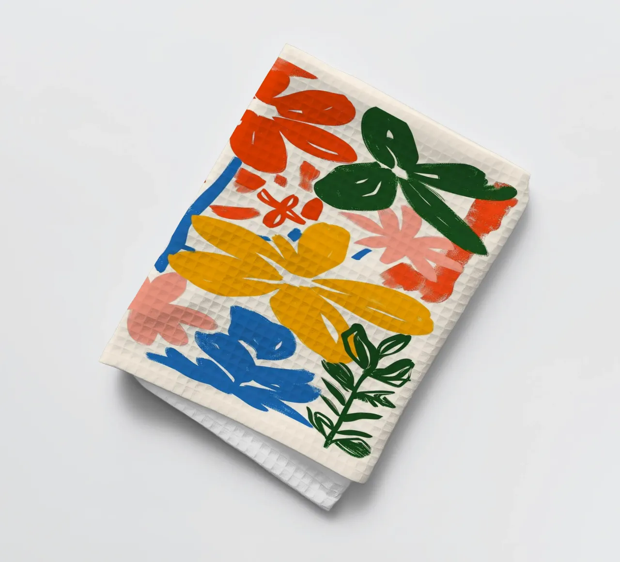Levendige Botanische Print | Gestructureerde Abstracte Bloemsierkunst theedoek van NorwesClub
