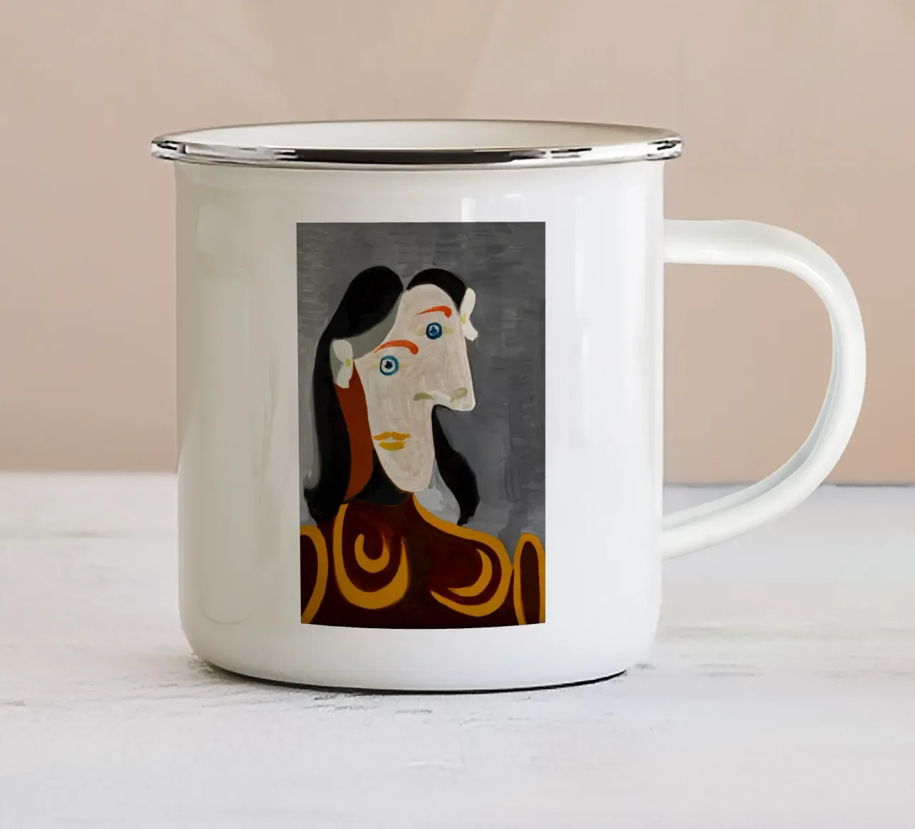 Picasso Vrouw Buste Print | Kubistisch Modern Portret emaille mok van NorwesClub