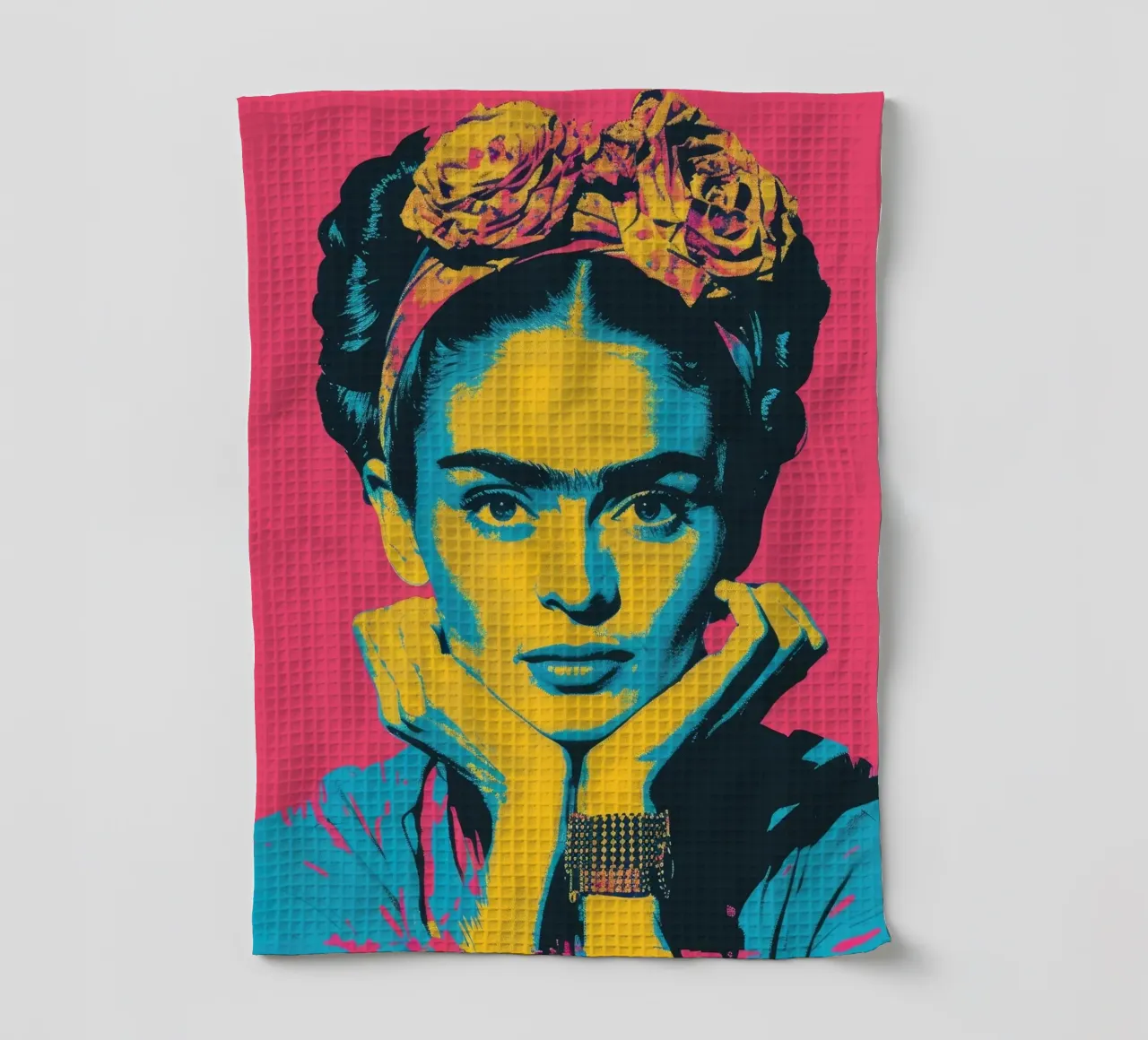 Frida Kahlo Pop Art Portrait | Vibrant Iconic Print torchon de NorwesClub