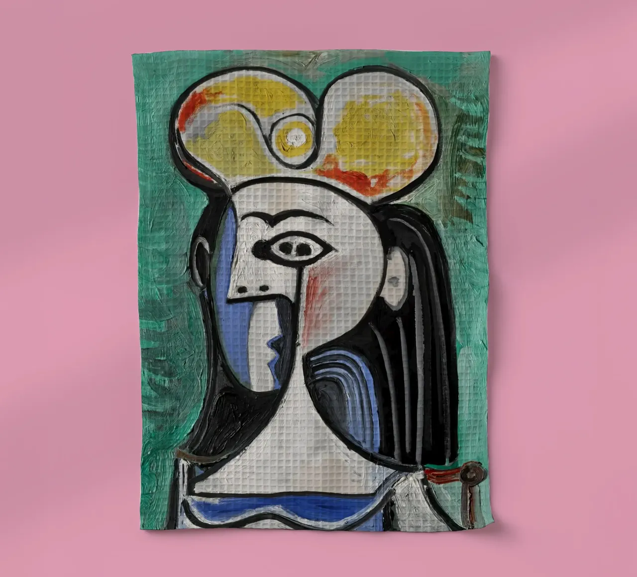 Picasso Woman Bust | Cubist Modern Portrait tea towel by NorwesClub