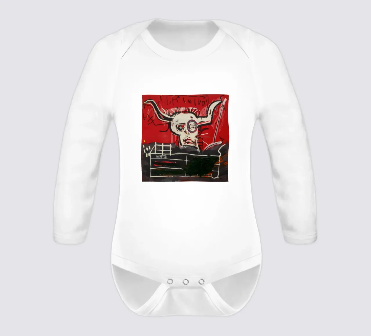 Basquiat Cabra Print | Neo-Expressionist Iconic Art long-sleeve baby romper by NorwesClub