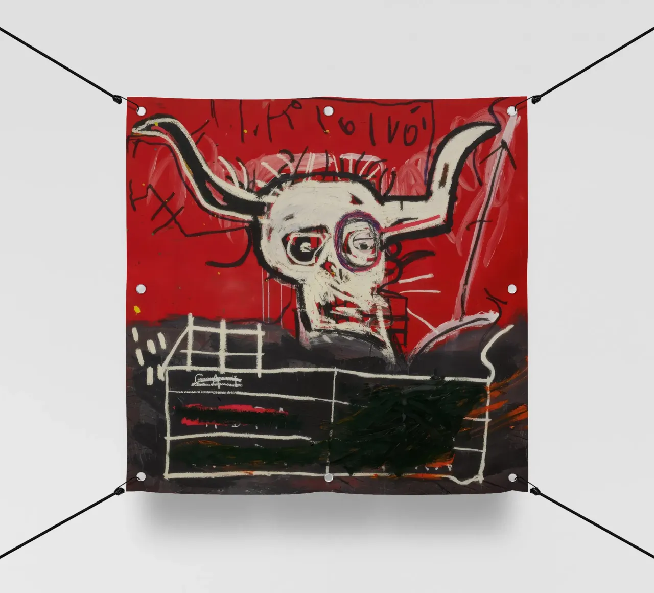 Basquiat Cabra Print | Arte iconica neo-espressionista telo in pvc da NorwesClub