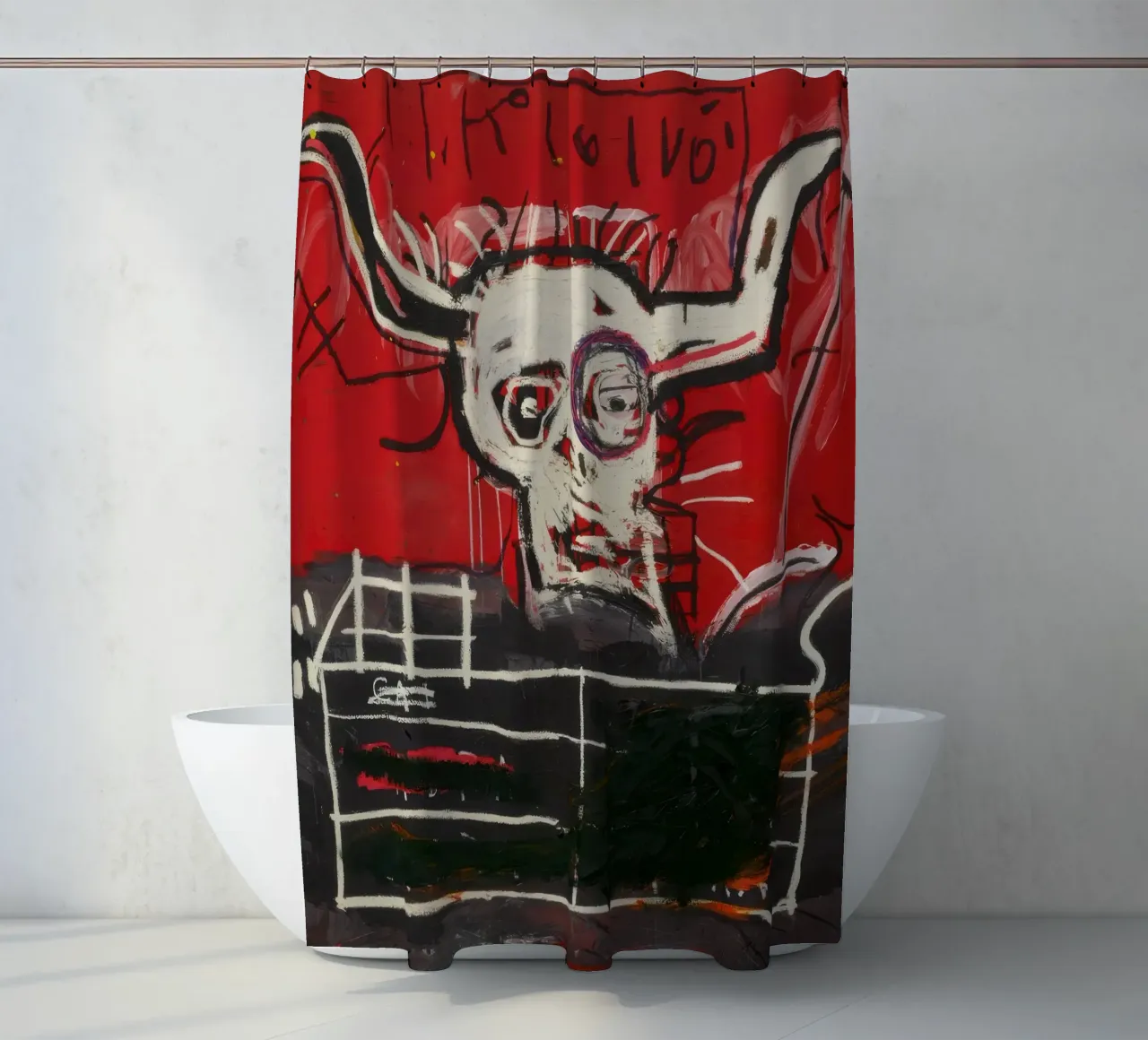 Basquiat Cabra Print | Neo-Expressionist Iconic Art shower curtain by NorwesClub