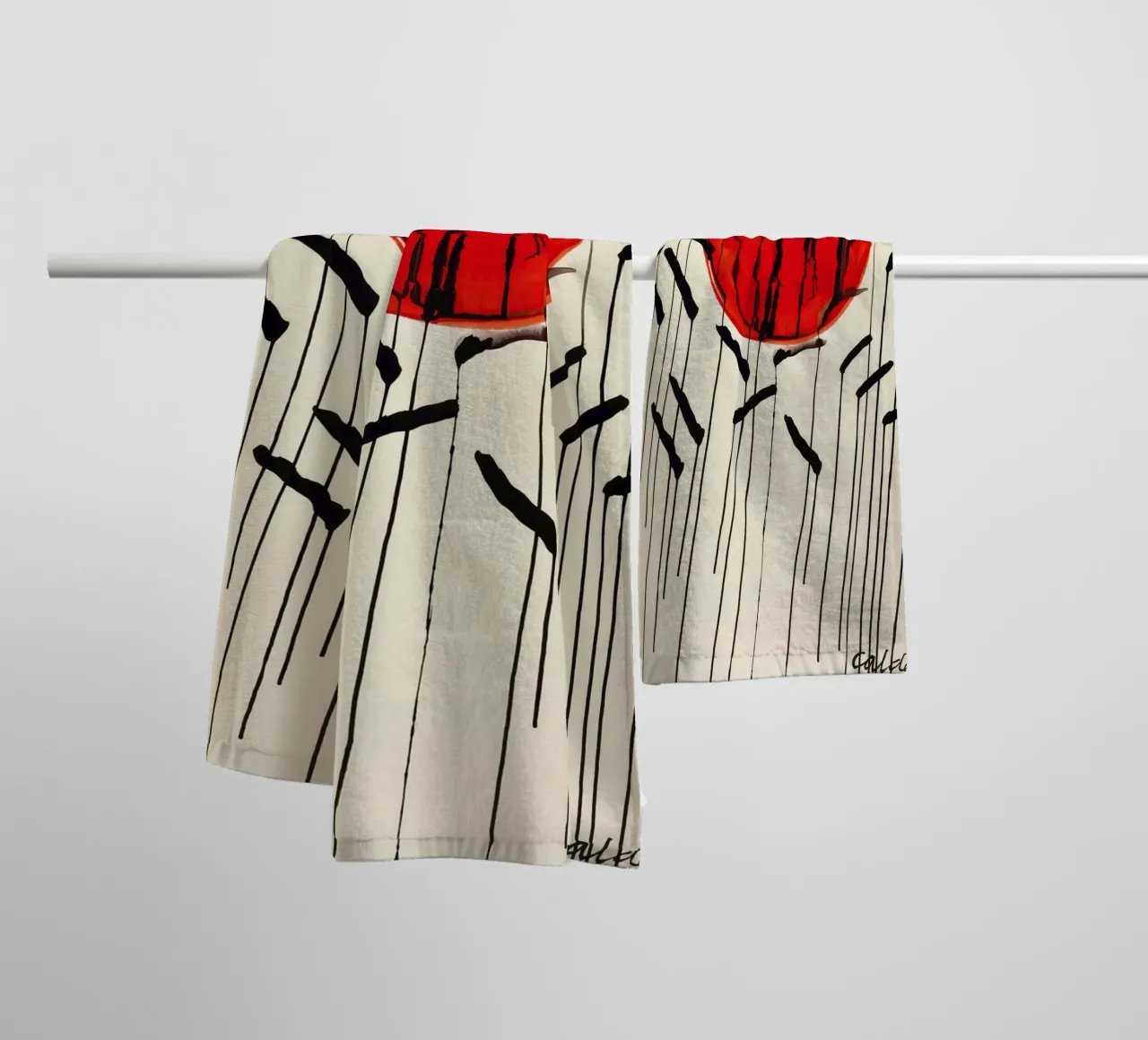 Calder Cattails Red Sun | Iconic Abstract Print Handtuch von NorwesClub