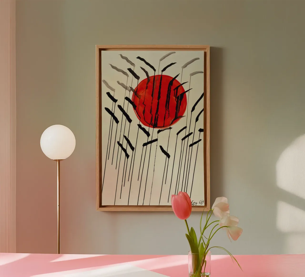Calder Kattestaarten Rode Zon | Iconische Abstracte Print canvas met Baklijst van NorwesClub