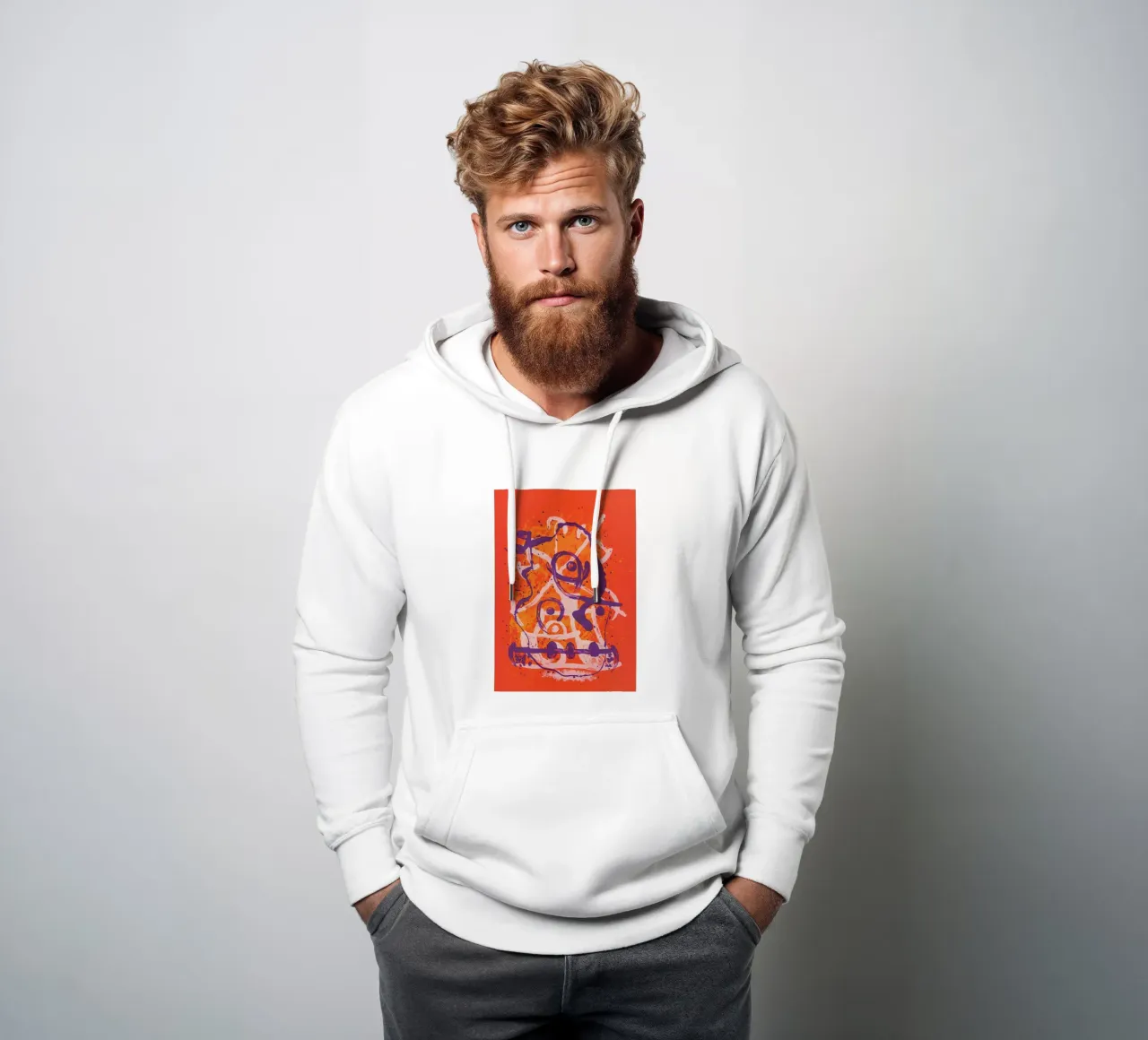 Miró Red Violet Ride | Arte espressionista astratta felpa con cappuccio da NorwesClub