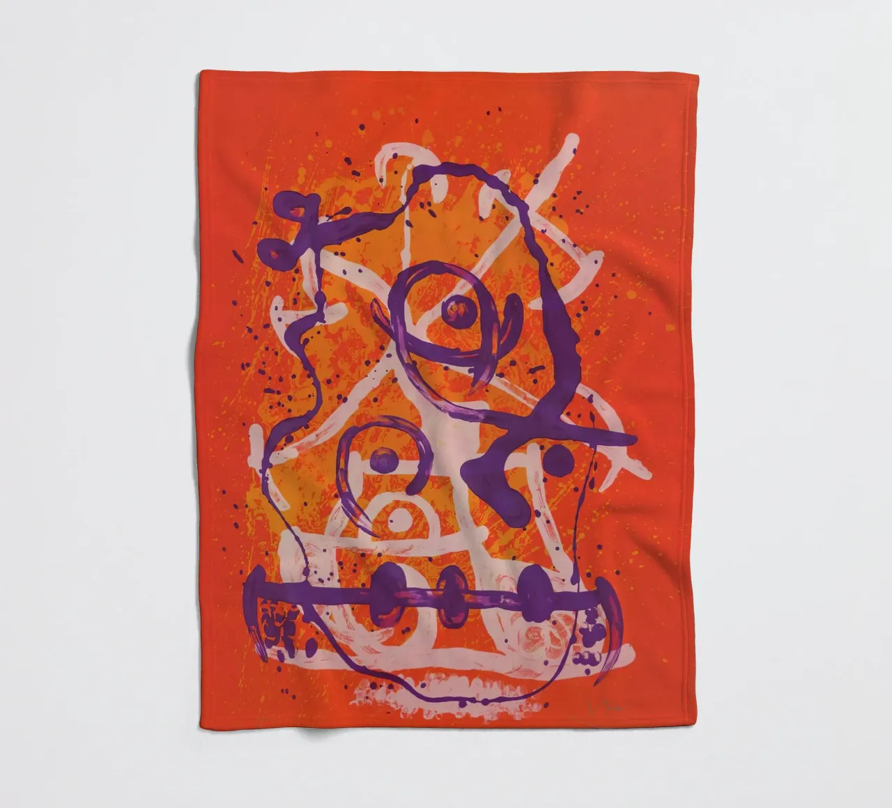 Miró Red Violet Ride | Abstract Expressionist Art fleece blanket by NorwesClub