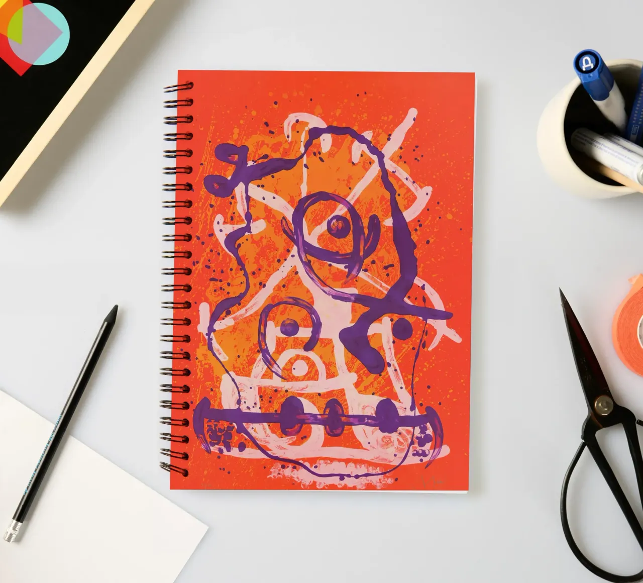 Miró Red Violet Ride | Abstract Expressionist Art spiral notebook by NorwesClub
