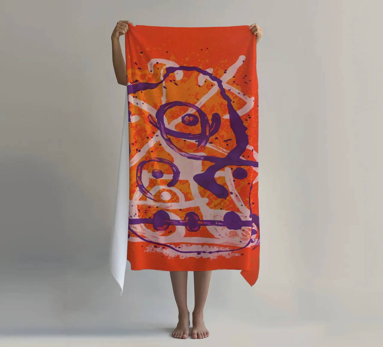 Miró Red Violet Ride | Abstract Expressionist Art beach towel by NorwesClub