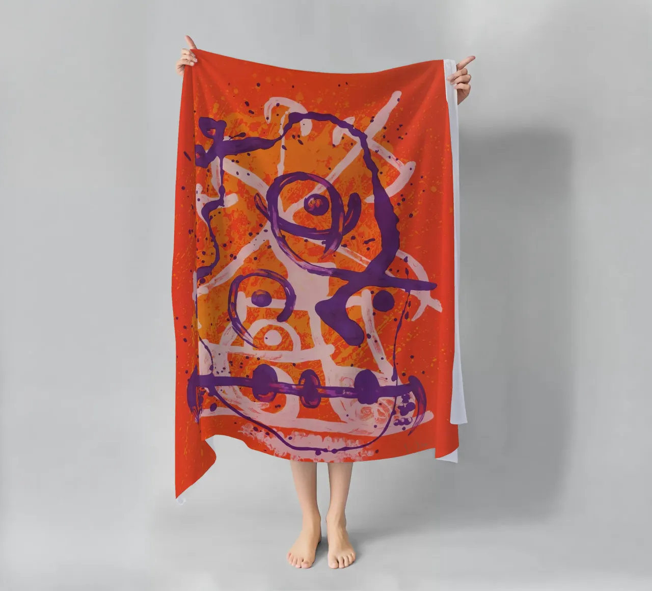 Miró Red Violet Ride | Abstract Expressionist Art beach towel by NorwesClub