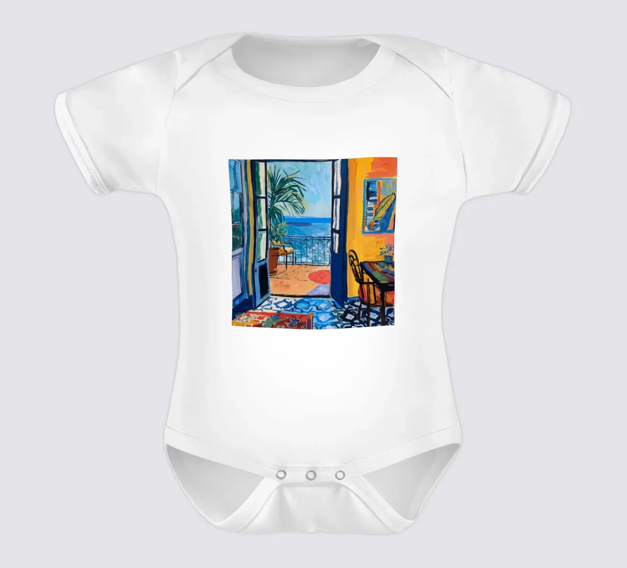 Impression d'une vue vibrante du bord de mer | Art côtier expressif body bébé de NorwesClub