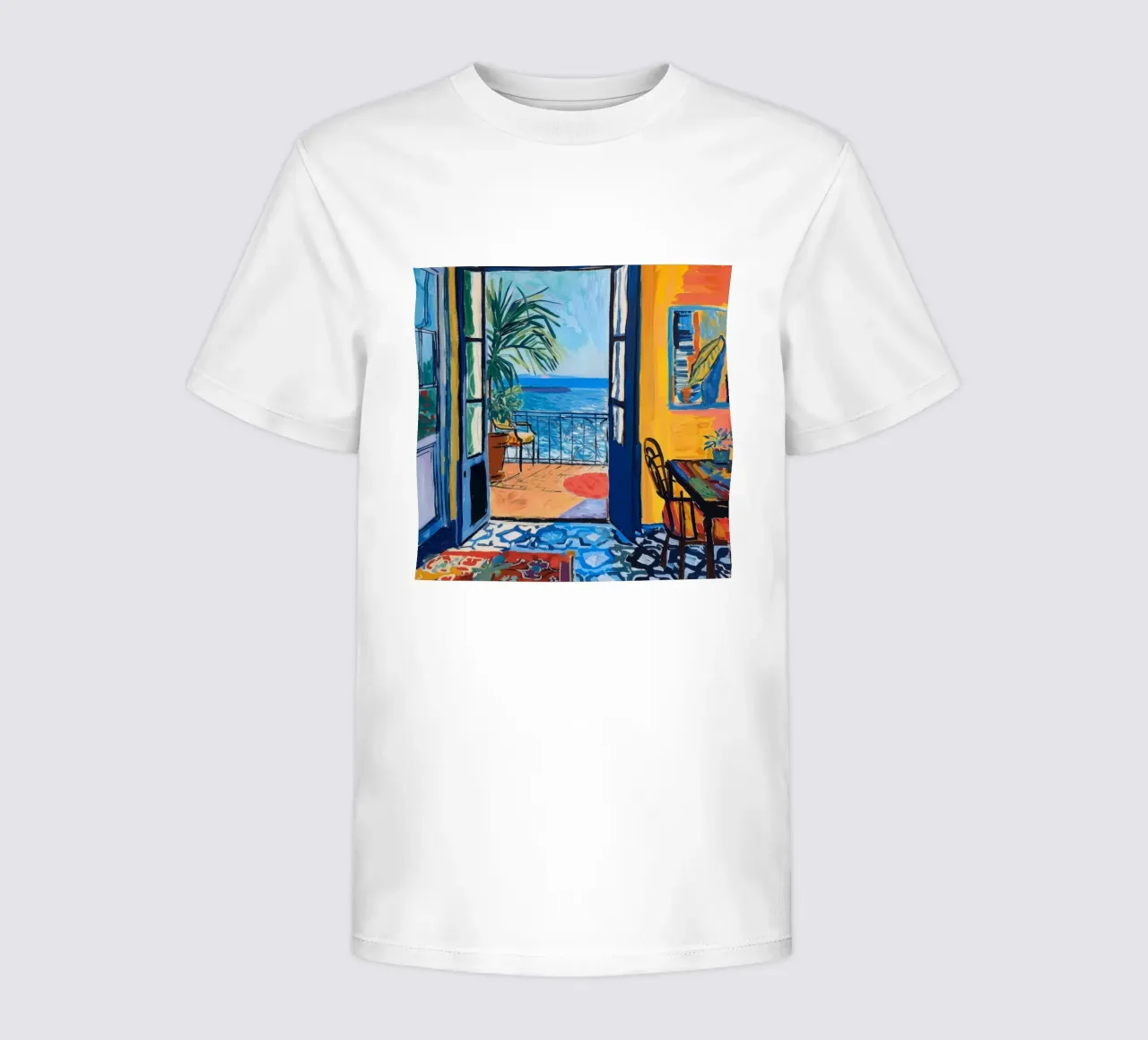 Vibrant Seaside View Print | Expressive Coastal Art kids t-shirt by NorwesClub