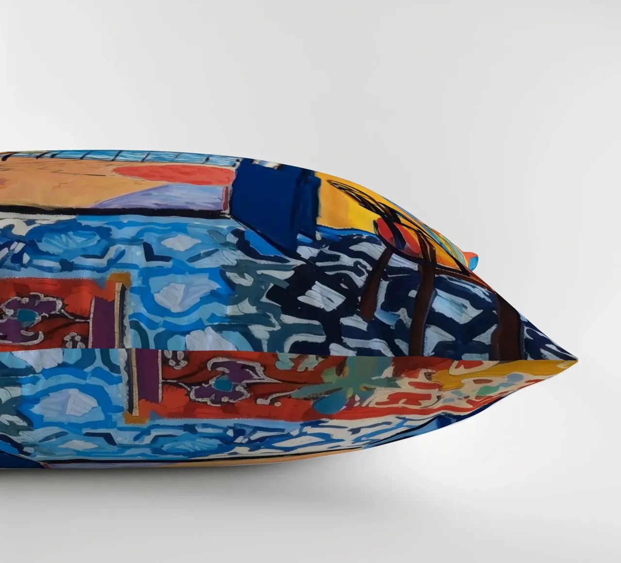 Vibrant Seaside View Print | Expressive Coastal Art decorative cushion by NorwesClub