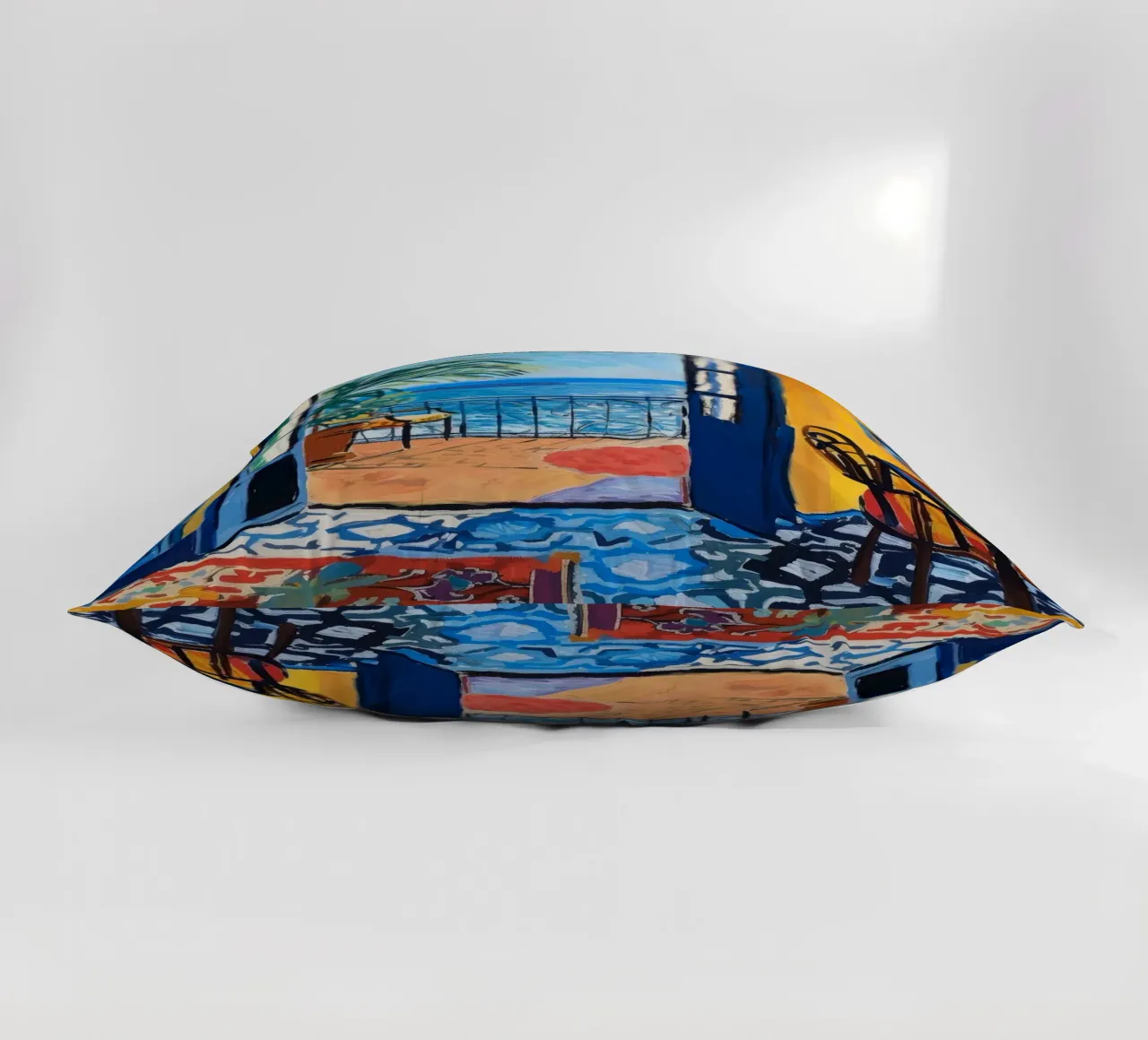 Vibrant Seaside View Print | Expressive Coastal Art decorative cushion by NorwesClub