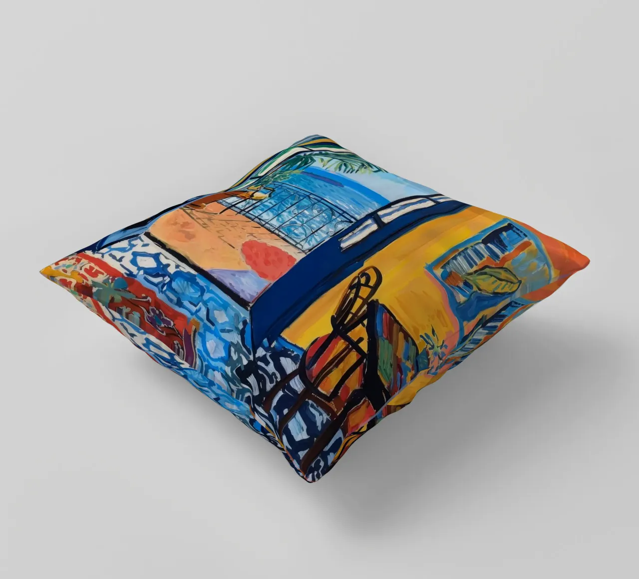 Vibrant Seaside View Print | Expressive Coastal Art decorative cushion by NorwesClub