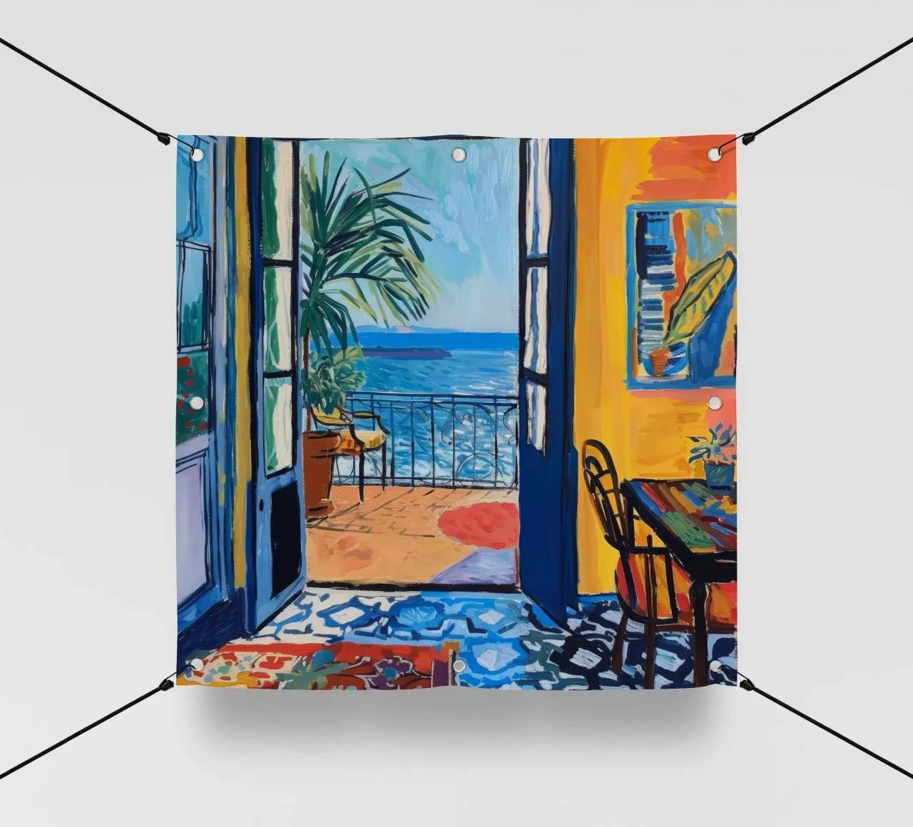 Impression d'une vue vibrante du bord de mer | Art côtier expressif bâche pvc de NorwesClub
