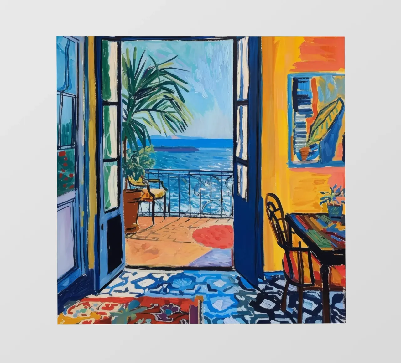 Impression d'une vue vibrante du bord de mer | Art côtier expressif bâche pvc de NorwesClub