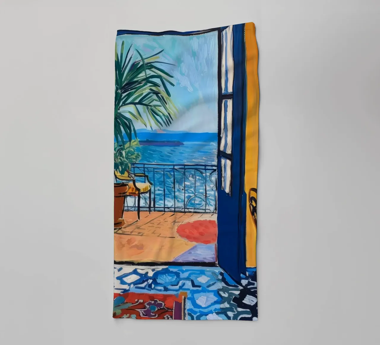 Impression d'une vue vibrante du bord de mer | Art côtier expressif serviette de bain de NorwesClub