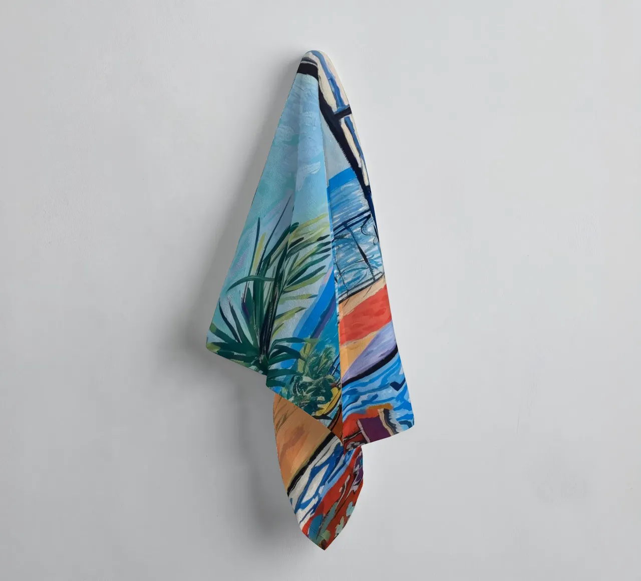 Impression d'une vue vibrante du bord de mer | Art côtier expressif serviette de bain de NorwesClub