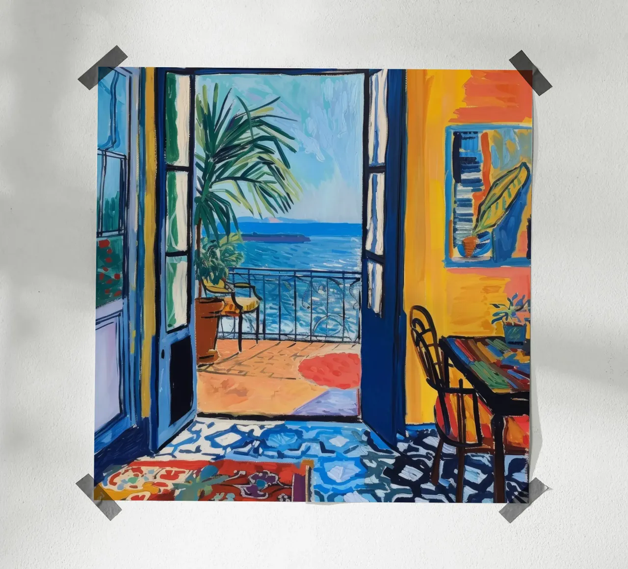 Impression d'une vue vibrante du bord de mer | Art côtier expressif poster de NorwesClub