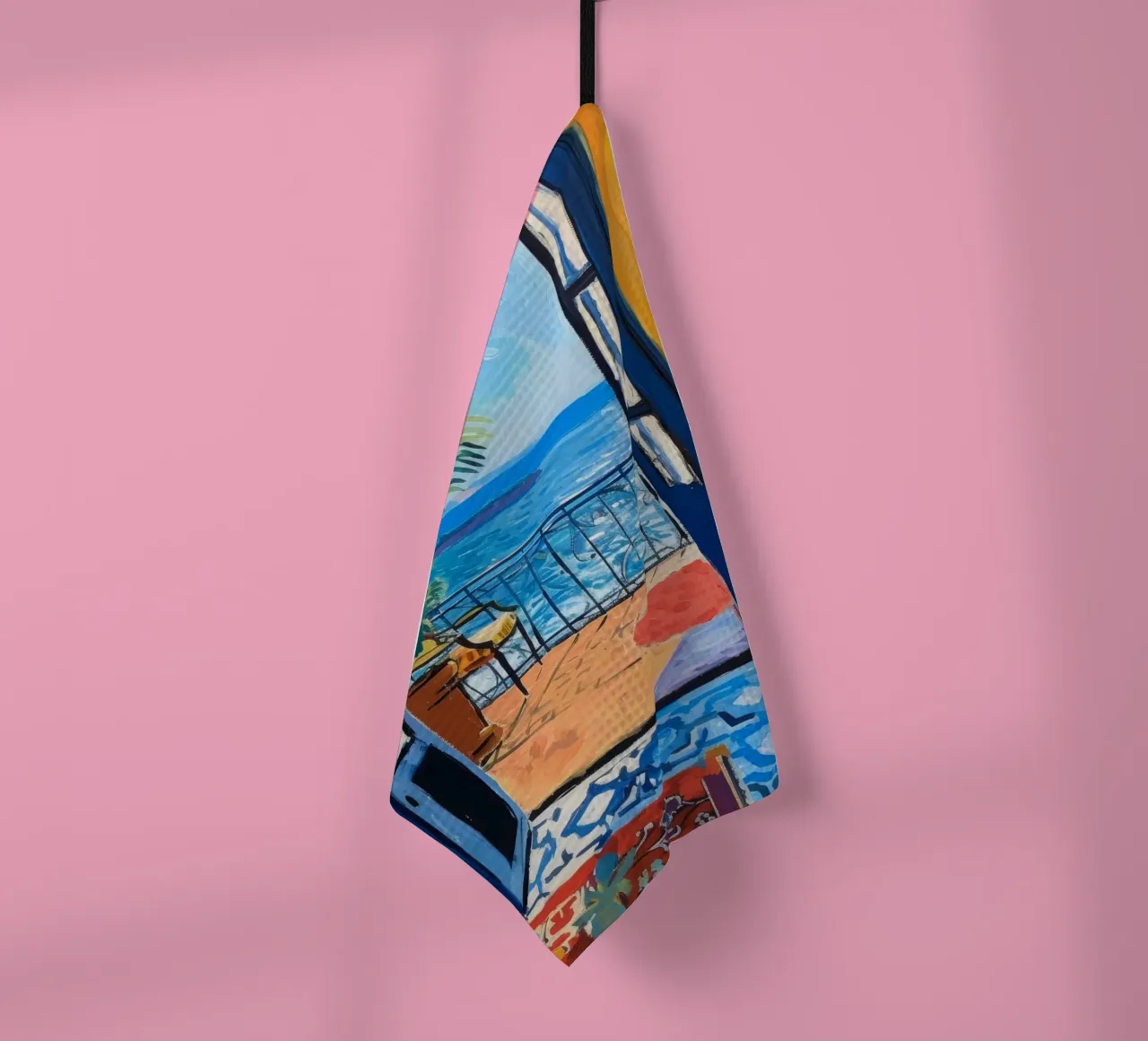 Impression d'une vue vibrante du bord de mer | Art côtier expressif torchon de NorwesClub