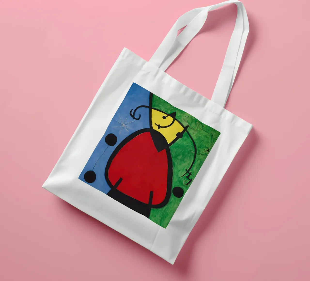 Joan Miró Vrouw & Vogels | Surrealistische abstracte kunst jute draagtas van NorwesClub